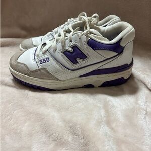 New Balance 550 White and Purple Sneakers